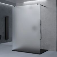 doporro Paroi de Douche à L'italienne Opaque 140 cm Pare-douche Verre 10mm Paroi 138x200cm Montage Réversible avec 2 Stabilisateurs Rectangulaires Noir Bremen02VS