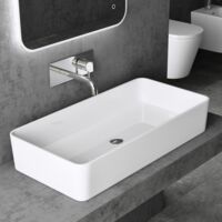 Doporro – Vasque à poser en solid surface rectangulaire blanche 80x40x15cm – Lave mains sans trop-plein – Installation sans perçage - Colossum102