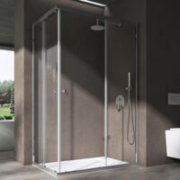 doporro Cabine de Douche Transparent en Angle Paroi de Douche avec Portes Coulissantes Ravenna16K-Plus 120x70x190cm Montage Réversible