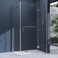 doporro Cabine de Douche Transparent en Angle 80x120cm Montage Réversible Paroi de Douche Rectangulaire Ravenna04K-Plus Verre de Sécurité 6mm Nano