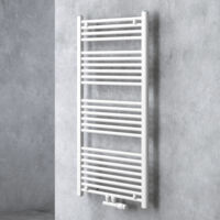 doporro Radiateur de Salle de Bain Sèche-Serviette 120x60cm Radiateur Tubulaire Vertical Chauffage à Eau Chaude Blanc RHE