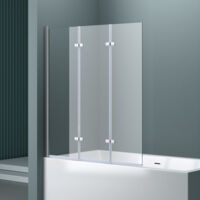 doporro Paroi de Baignoire 130x140cm Pare Baignoire 3 Volets Montage Réversible Verre Trempé Transparent 6mm Cortona116