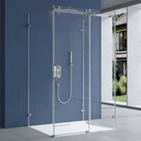 doporro Cabine de Douche Rectangulaire pour Un Seul Mur 90X140X195 Montage Réversible Paroi de Douche Ravenna17-2Uk en Forme U Verre Transparent