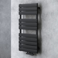 Doporro – Sèche-serviette eau chaude vertical 100x60cm – Acier inoxydable gris-noir – Puissance 630W – Connexion centrale – Montage mural