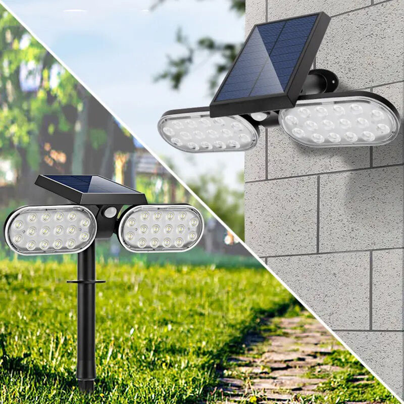 Faro Faretto 32 Led Da Giardino con picchetto e Pannello Solare Crepuscolare  60w Luce Calda 3000K