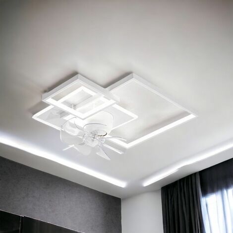 Plafoniera con ventilatore luce led dimmerabile rgbw con telecomando