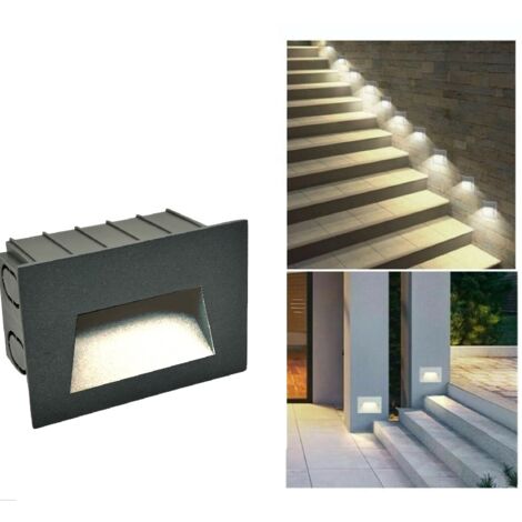 Faretto LED segnapasso da esterno e interni IP65 CCT Switch luce Calda bianca naturale scale viali giardino Grigio 5W