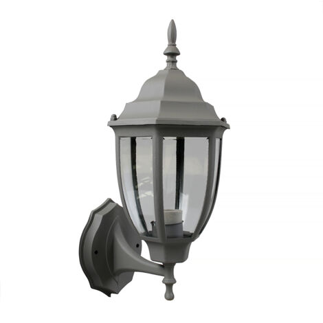 APPLIQUE DA ESTERNO LANTERNA DA PARETE GRIGIA IP45 CON ATTACCO E27 - PER ILLUMINAZIONE ESTERNA DI CASE GIARDINI E INGRESSI