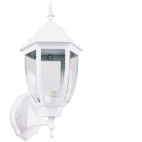 APPLIQUE DA ESTERNO A LANTERNA LAMPADA DA PARETE BIANCA IP45 CON ATTACCO E27 - PER ILLUMINAZIONE STILE VINTAGE