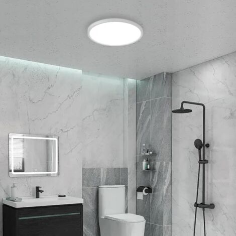 Plafoniera LED slim tonda da esterno elegante impermeabile da 32W cambia 3 tonalità luce soffitto bagno balcone terrazza