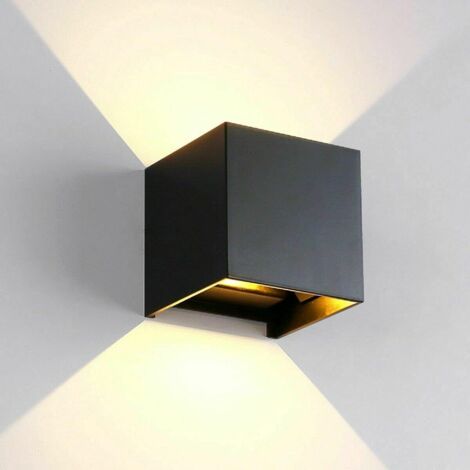 APPLIQUE LED 12W DA PARETE PER ESTERNO IP65 CUBO NERO - EFFETTO LUMINOSO BIDIREZIONALE REGOLABILE 4000K