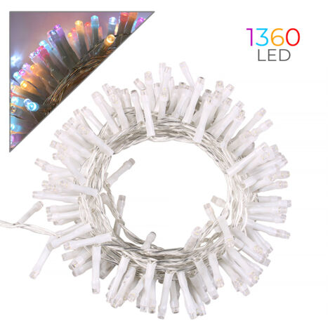 CATENA DI LUCI DA 1360 LED A 6 COLORI CON CAVO TRASPARENTE E TRASFORMATORE 36V - IDEALE PER DECORAZIONI NATALIZIE E FESTE (1/5)