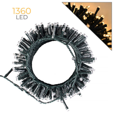 CATENA DI LUCI CLUSTER DA 1360 LED GIALLI CON CAVO 41 METRI VERDE E TRASFORMATORE 36V - PERFETTA PER EVENTI E FESTE (1/5)