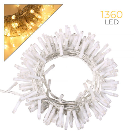 CATENA DI LUCI DI NATALE DA 1360 LED GIALLI CON CAVO TRASPARENTE E TRASFORMATORE 36V - PERFETTA PER EVENTI E FESTE (1/5)