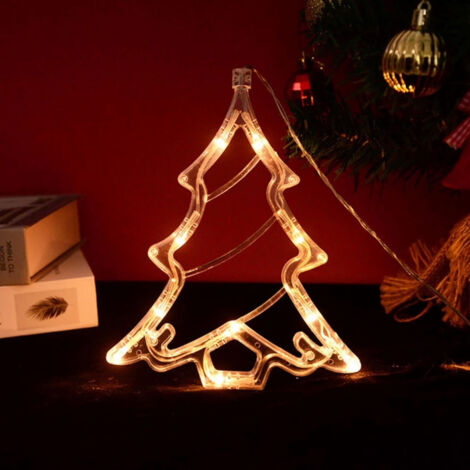 Luci natalizie figura luminosa ornamento Decorazione led per finestra vetrine con ventosa Albero di Natale (1/2)