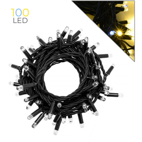 CATENA LUMINOSA PROFESSIONALE 100 MAXI-LED F8 CAVO NERO LUCE CALDA FISSA E BIANCA INTERMITTENTE - IDEALE PER FESTE MATRIMONI E GIARDINI