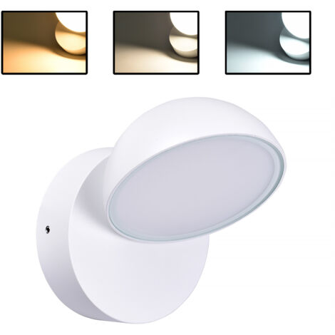APPLIQUE LED DA ESTERNO 12W CON CCT SWITCH LAMPADA DA PARETE ORIENTABILE IP54 - 3 TEMPERATURE DI COLORE DESIGN MODERNO IN ALLUMINIO BIANCO (1/5)