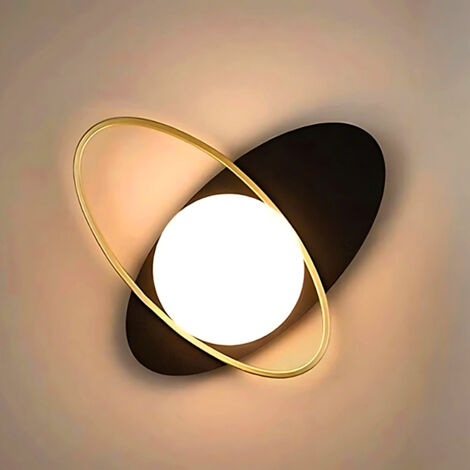 Applique LED da Parete G9, Design Moderno Nero e Oro, Sfera Opalina, Luce Diffusa per Camera, Soggiorno, Corridoio, Ingresso, Lampada Decorativa in Metallo Elegante