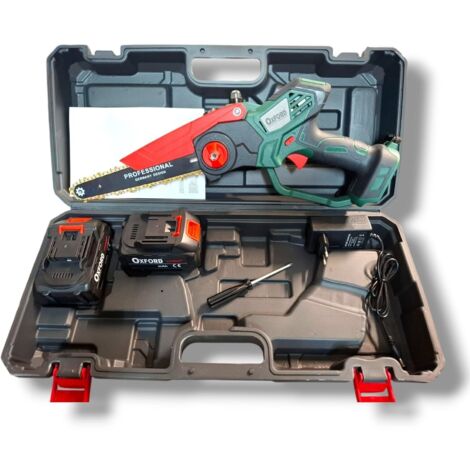 motosega a batteria lubrificata barra da 8" due batterie 21V reali elettrosega
