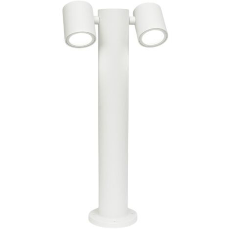 LAMPIONE BIANCO PALO DA GIARDINO ILLUMINAZIONE CON 2 DIFFUSORI ORIENTABILI PER ESTERNO AD ATTACCO PER LAMPADINE LED GU10