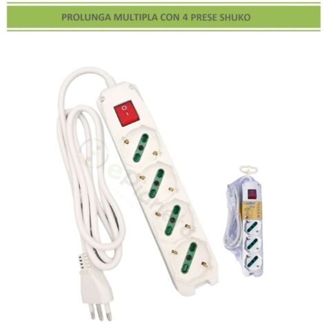 CIABATTA ELETTRICA MULTIPRESA 4 POSTI CON INTERRUTTORE ON-OFF - IDEALE PER CASA UFFICIO ELETTRODOMESTICI