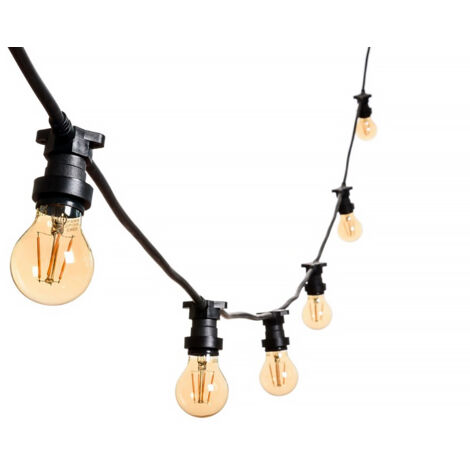 CATENA LUMINOSA LED 5M E 10 PORTALAMPADA E27 PROLUNGABILE IP54 PER ESTERNI - IDEALE PER FESTE EVENTI E DECORAZIONI NATALIZIE