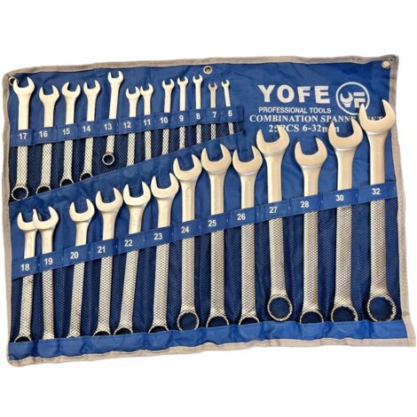KIT SET 25 CHIAVI FORCHETTA STELLA COMBINATE IN ACCIAIO FISSE POLIGONALI INGLESI (1/2)