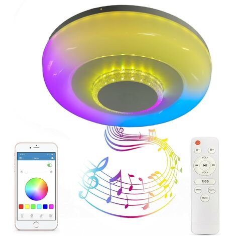 Trade Shop - Plafoniera A Led Da 62 Watt Rgb Dimmerabile Con Cassa Bluetooth  Per Musica