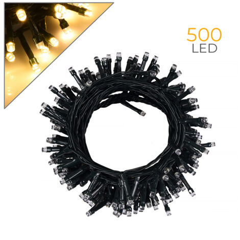 CATENA LUMINOSA LED GIALLA DA 25 METRI CON CAVO VERDE LUCE CALDA - ILLUMINAZIONE PER ESTERNI E INTERNI (1/5)