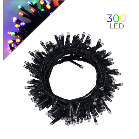 CATENA LUMINOSA MULTICOLORE DA 300 LED 15MT CON CAVO VERDE E CONTROLLER 31V - DECORAZIONE ESTERNO INTERNO