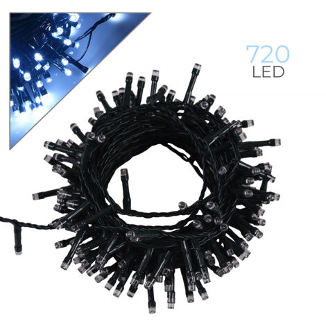 CATENA LUMINOSA NATALIZIA 720 LED LUCE BIANCA FREDDA RESISTENTE PER INTERNI ED ESTERNI - DECORAZIONI DI ALTA QUALITA' CON PROTEZIONE IP44