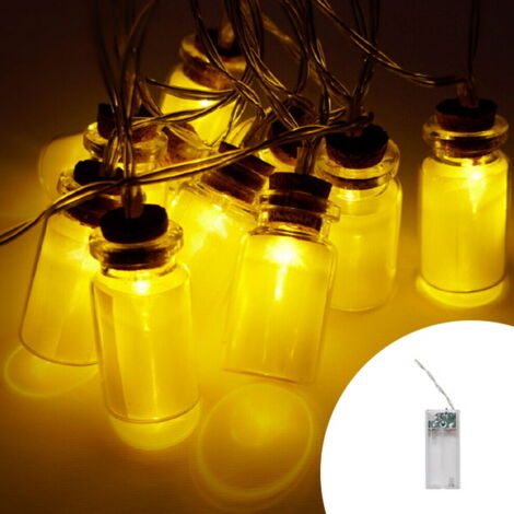 Catena decorata con 10 Ampolline luminose a Led Bianco Caldo fisso e intermittente 2 metri a batteria Wisdom (1/5)