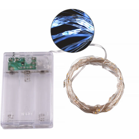 CATENA LUMINOSA A BATTERIA CON 50 MICROLED BIANCHI 5 METRI FILO RAMATO - IDEALE PER DECORAZIONI NATALIZIE WEDDING E AMBIENTI INTERNI (1/3)