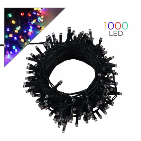CATENA LUMINOSA MULTICOLORE DA 50 METRI CON 1000 LED FILO VERDE - PER DECORAZIONI NATALIZIE INTERNE ED ESTERNE IDEALE PER CASE GIARDINI VETRINE E GAZEBO