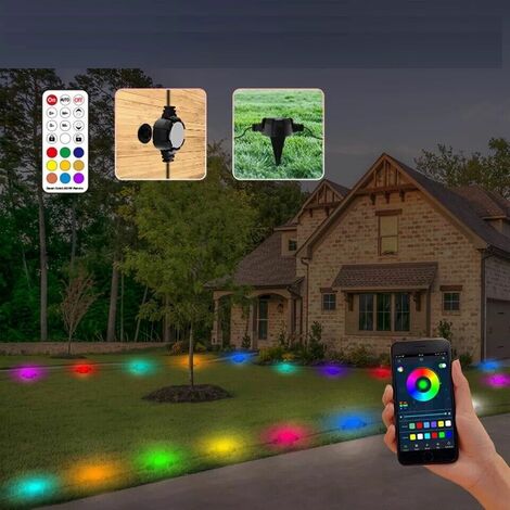 Catena di 16 Luci Led RGB Luce Bianca da 12.8 Mt Su picchetti da Giardino (1/5)