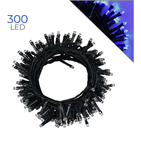 SPLENDIDA CATENA LUMINOSA 300 LED BLU DA 15MT CON CAVO VERDE - IDEALE PER DECORAZIONI NATALIZIE E FESTE ALL'APERTO CON 8 EFFETTI DI LUCE