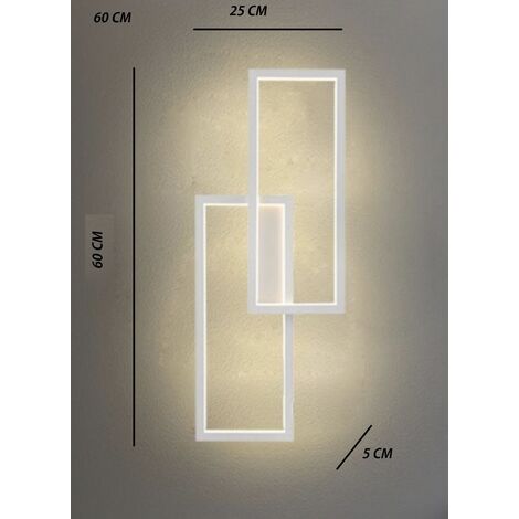 Applique Lampada da parete per interni luce muro a LED 32W moderna con  doppio rettangolo luminoso