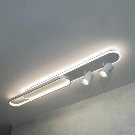 Plafoniera lampada da soffitto a led 50 watt con 2 faretti spot orientabili gu10 luce bianca fredda 6500k (1/5)