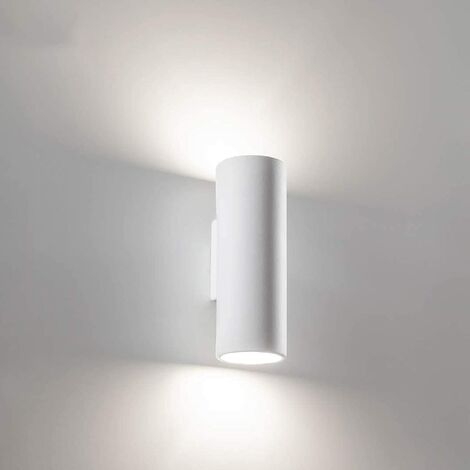 Applique in gesso design moderno a biemissione con doppio attacco per lampadine GU10 forma cilindrica