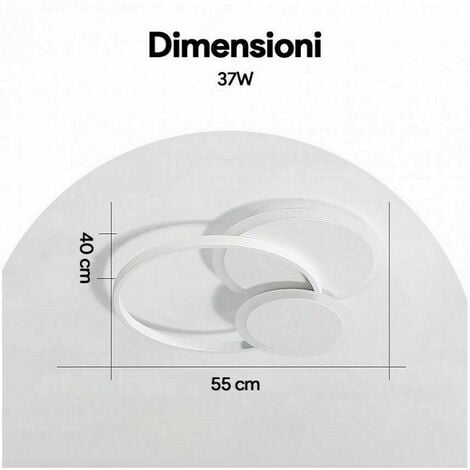 LAMPADARIO MODERNO LED PER CAMERA DA LETTO SOGGIORNO PLAFONIERA DA SOFFITTO 37W LUCE CALDA 3000K