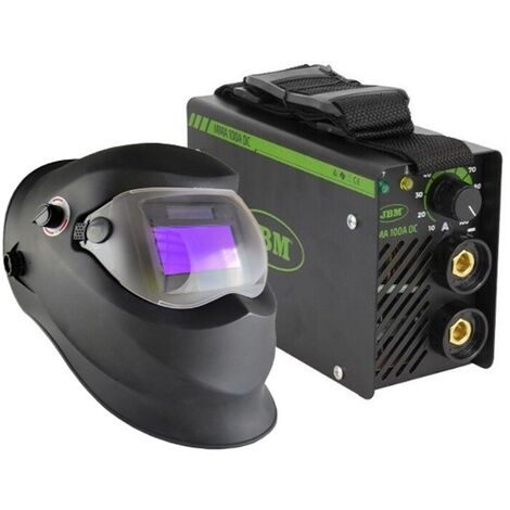 Saldatrice ad inverter da fabbro MMA 100A con casco saldatura autoscurante completa cavi