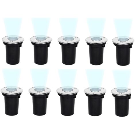 Kit da 10 faretti a led da incasso per esterni potenza 1.5W 90LM segnapasso calpestabile impermeabile IP65 a luce bianca fredda 6500K