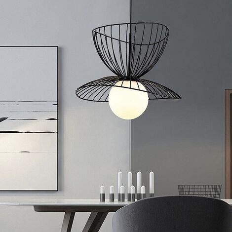 Lampadario a sospensione moderno con fasce in metallo ferro intrecciate che cambia 3 forme design Nero (1/4)