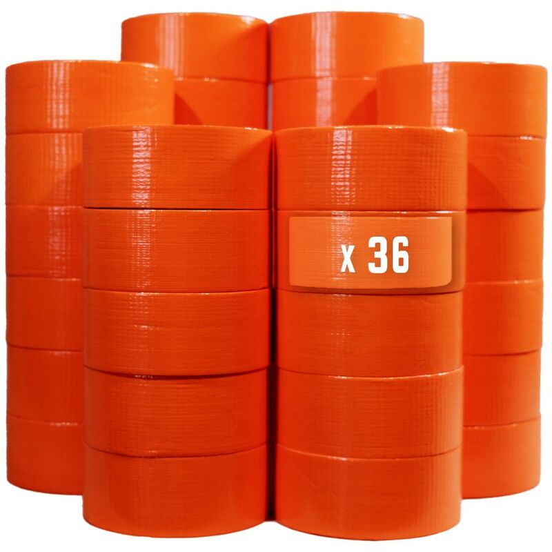 Lot de 36 Rubans adhésifs toilés orange 50 mm x 33 m - Rouleau