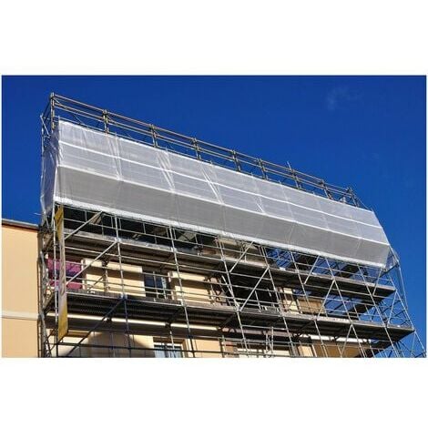 TECPLAST Filet d'échafaudage Blanc 3,07x20 m 50EC - Qualité PRO - Filet de protection d'échafaudage pour chantier - Pare-gravats
