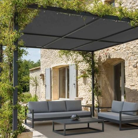 TECPLAST Toile Pergola Gris anthracite 3x4 m LP506PR - Garantie 5 ans - Bâche Pergola ou Tonnelle étanche en PVC pour terrasse