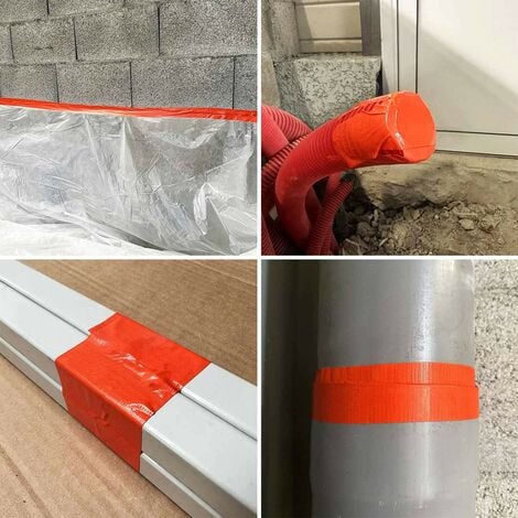 TECPLAST Lot de 36 Rubans adhésifs toilés orange 50 mm x 33 m - Rouleau adhésif pour fixer les bâches, fils et câbles