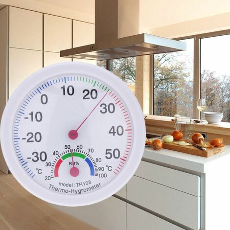 Thermomètre extérieur intérieur mètre de température hygromètre humidité en forme d'horloge blanc