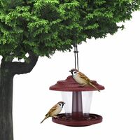 Mangeoire pour oiseaux sauvages Hanging Garden Yard Décoration extérieure Distributeur de nourriture pour oiseaux rouge - rouge