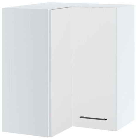 Meuble d'angle haut de cuisine Lovia Blanc Mat 2 portes L 60 cm - Porte avec poignée apparente White (1/2)